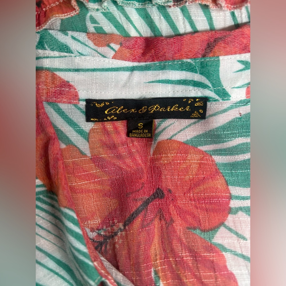 Alex & Parker Hibiscus Sleeveless Tiered Midi Dress Small Hawaiian Boho Vacay - Picture 13 of 14